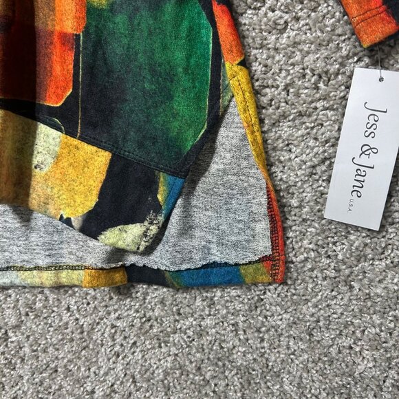 Jess & Jane Womens Sz Small Abstract Multicolor Hi-Lo Tunic Top NWT - Picture 4 of 10